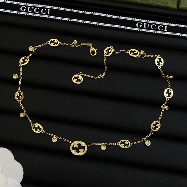 Gucci GG Marmont Gold Silver Chain Interlocking G Charms Necklace 4