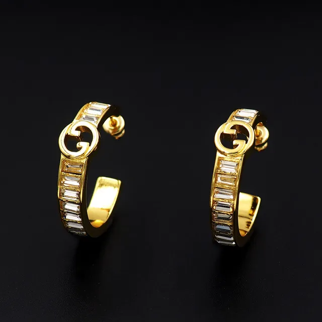 Gucci GG Marmont tom dourado retangular cristal argola de orelha 5