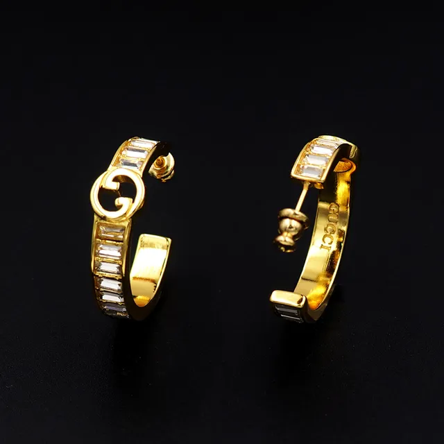 Gucci GG Marmont tom dourado retangular cristal argola de orelha 7