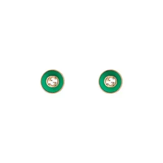 Gucci GG Marmont Green Enamel Gold-Tone Stud Earrings