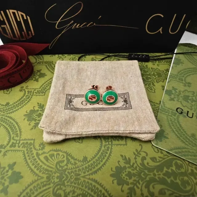 Gucci GG Marmont Green Enamel Gold-Tone Stud Earrings 2