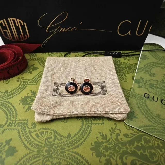 Gucci GG Marmont Green Enamel Gold-Tone Stud Earrings 3