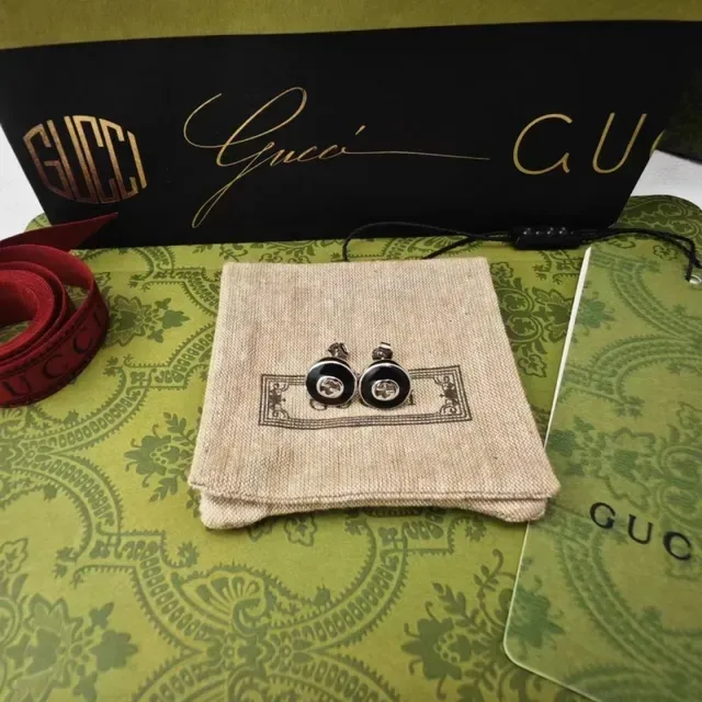 Gucci GG Marmont Green Enamel Gold-Tone Stud Earrings 5