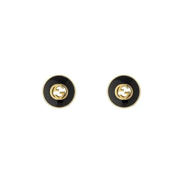 Gucci GG Marmont Green Enamel Gold-Tone Stud Earrings 9