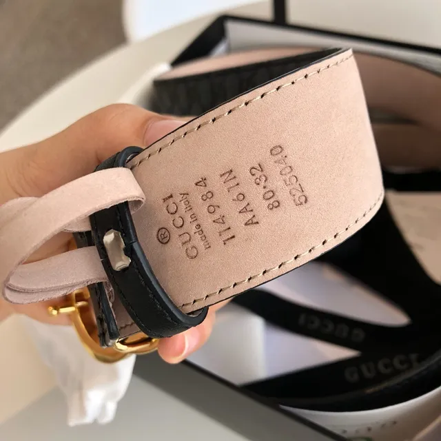 Gucci GG Marmont Heart Interlocking G Black Leather Belt 3