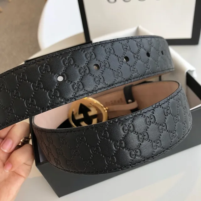 Gucci GG Marmont Heart Interlocking G Black Leather Belt 4