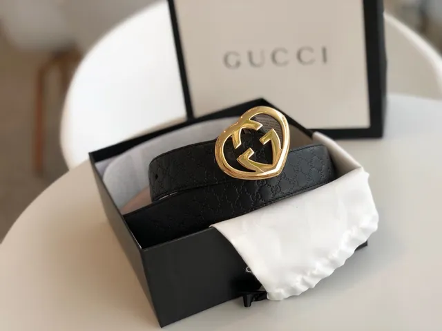 Gucci GG Marmont Heart Interlocking G Black Leather Belt 5