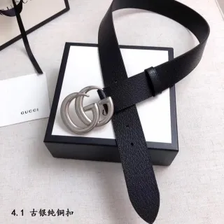 Gucci GG Marmont Interlocking Double G Black Leather Belt
