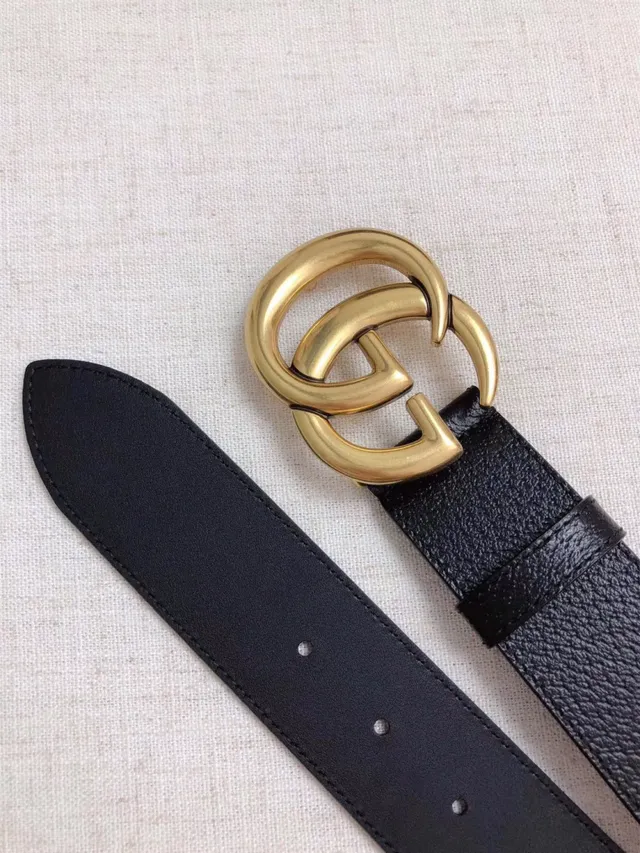 Gucci GG Marmont Interlocking Double G Black Leather Belt 6