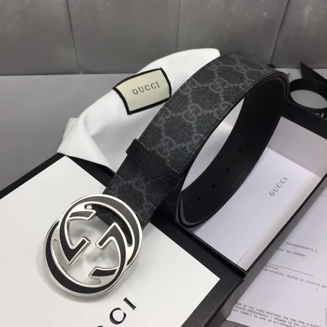 Gucci GG Marmont Interlocking G Buckle Black Leather Belt 4