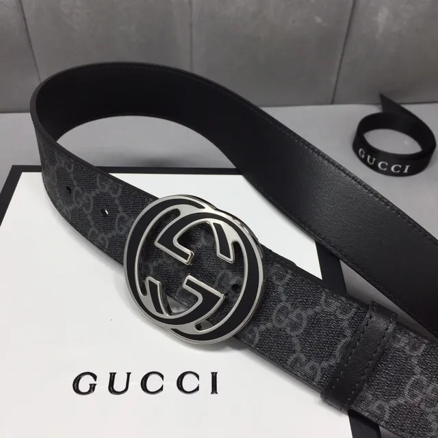 Gucci GG Marmont Interlocking G Buckle Black Leather Belt 9