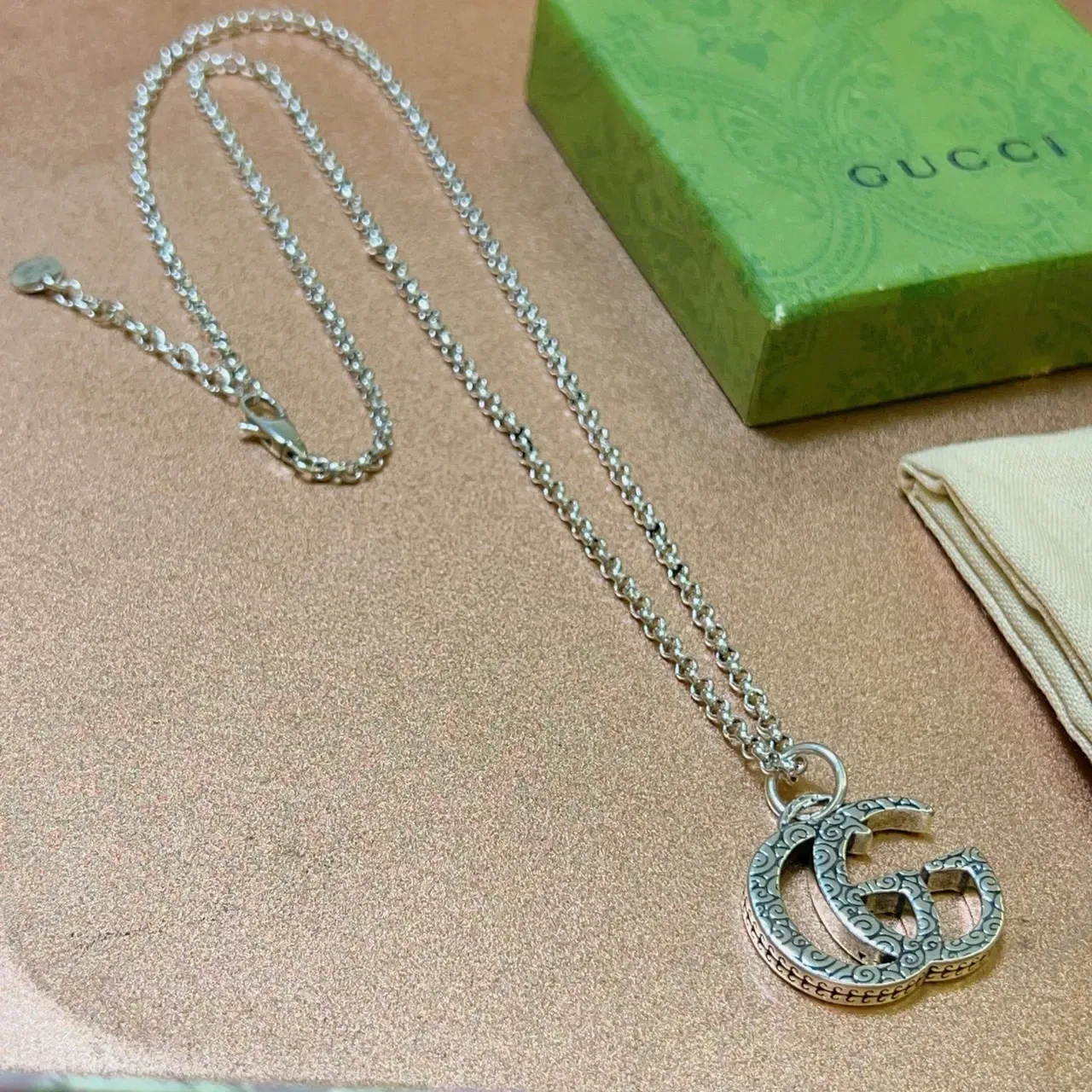 Gucci GG Marmont Interlocking G Engraved Pendant Necklace 9