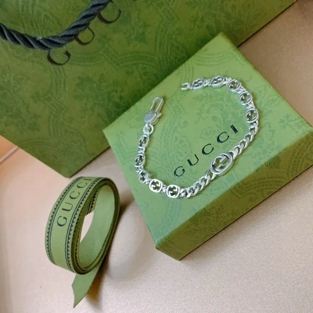 Gucci GG Marmont Interlocking G Logo Silver Bracelet 4