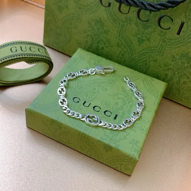 Gucci GG Marmont Interlocking G Logo Silver Bracelet 6
