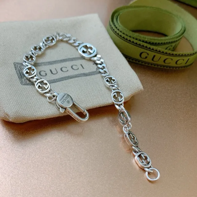 Gucci GG Marmont Interlocking G Logo Silver Bracelet 7
