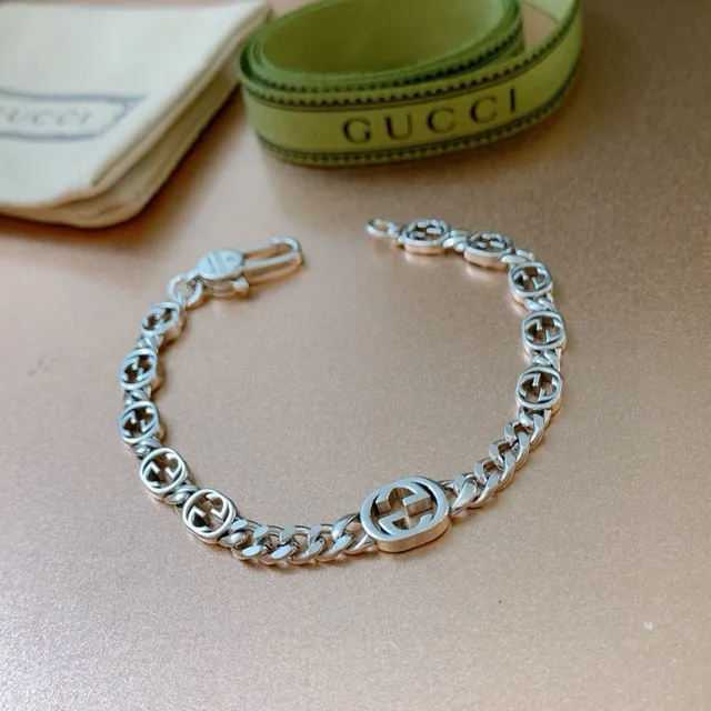 Gucci GG Marmont Interlocking G Logo Silver Bracelet 9