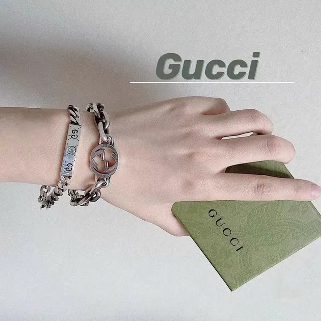 Gucci GG Marmont Interlocking G Silver Chain Bracelet 2