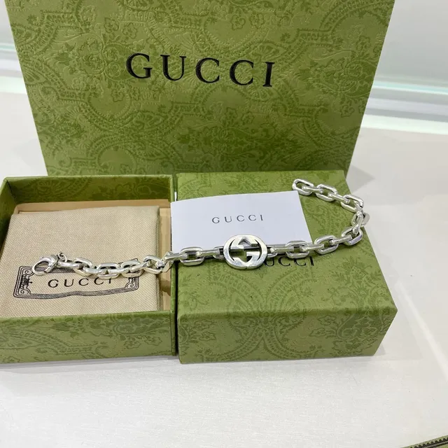 Gucci GG Marmont Interlocking G Silver Chain Bracelet 3