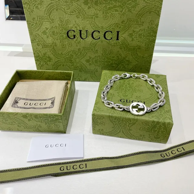 Gucci GG Marmont Interlocking G Silver Chain Bracelet 8