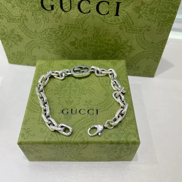 Gucci GG Marmont Interlocking G Silver Chain Bracelet 9