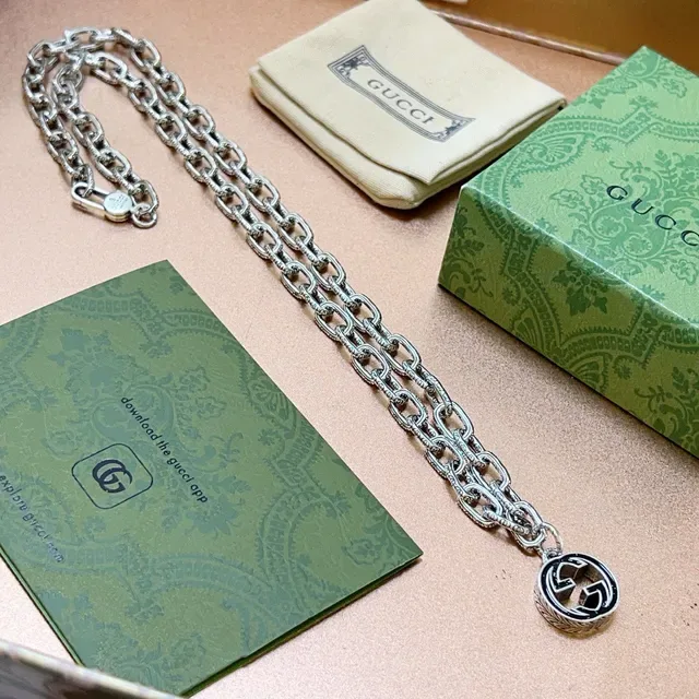 Gucci GG Marmont Interlocking G Silver Chain Necklace 3