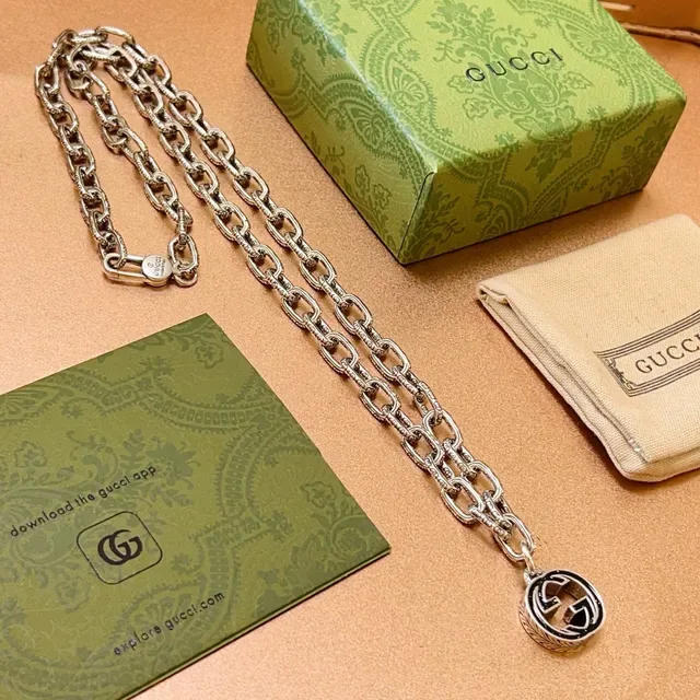 Gucci GG Marmont Interlocking G Silver Chain Necklace 5