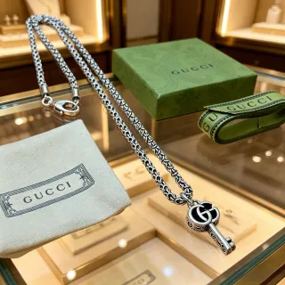 Gucci GG Marmont Key Pendant Silver Chain Necklace