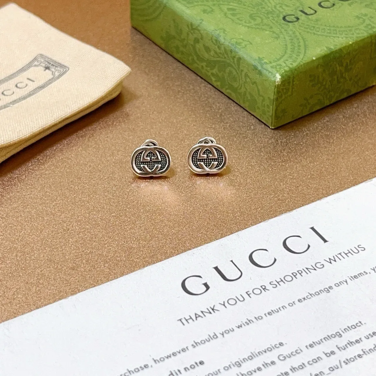 Gucci GG Marmont Oval Interlocking G Stud Earrings 4