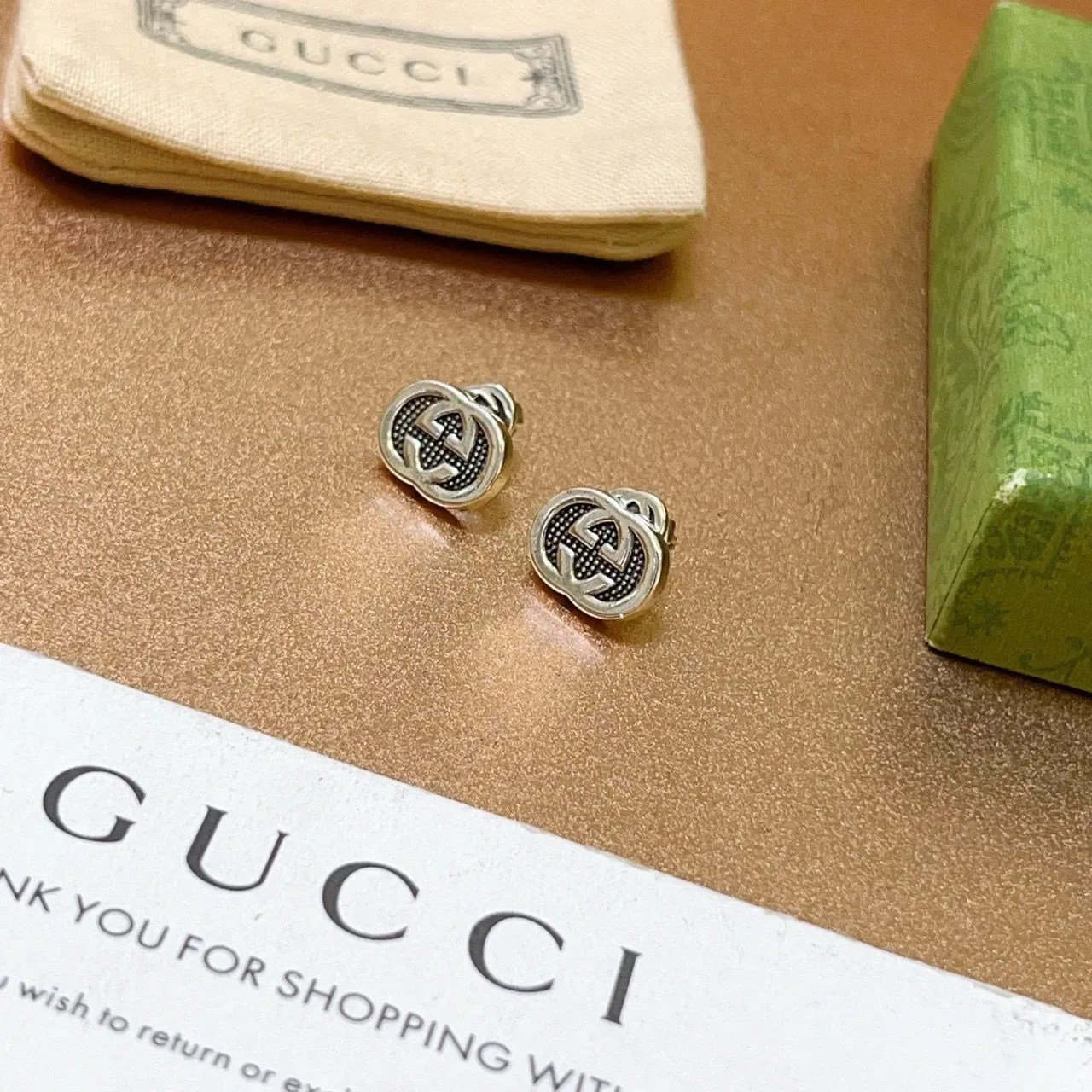 Gucci GG Marmont Oval Interlocking G Stud Earrings 5