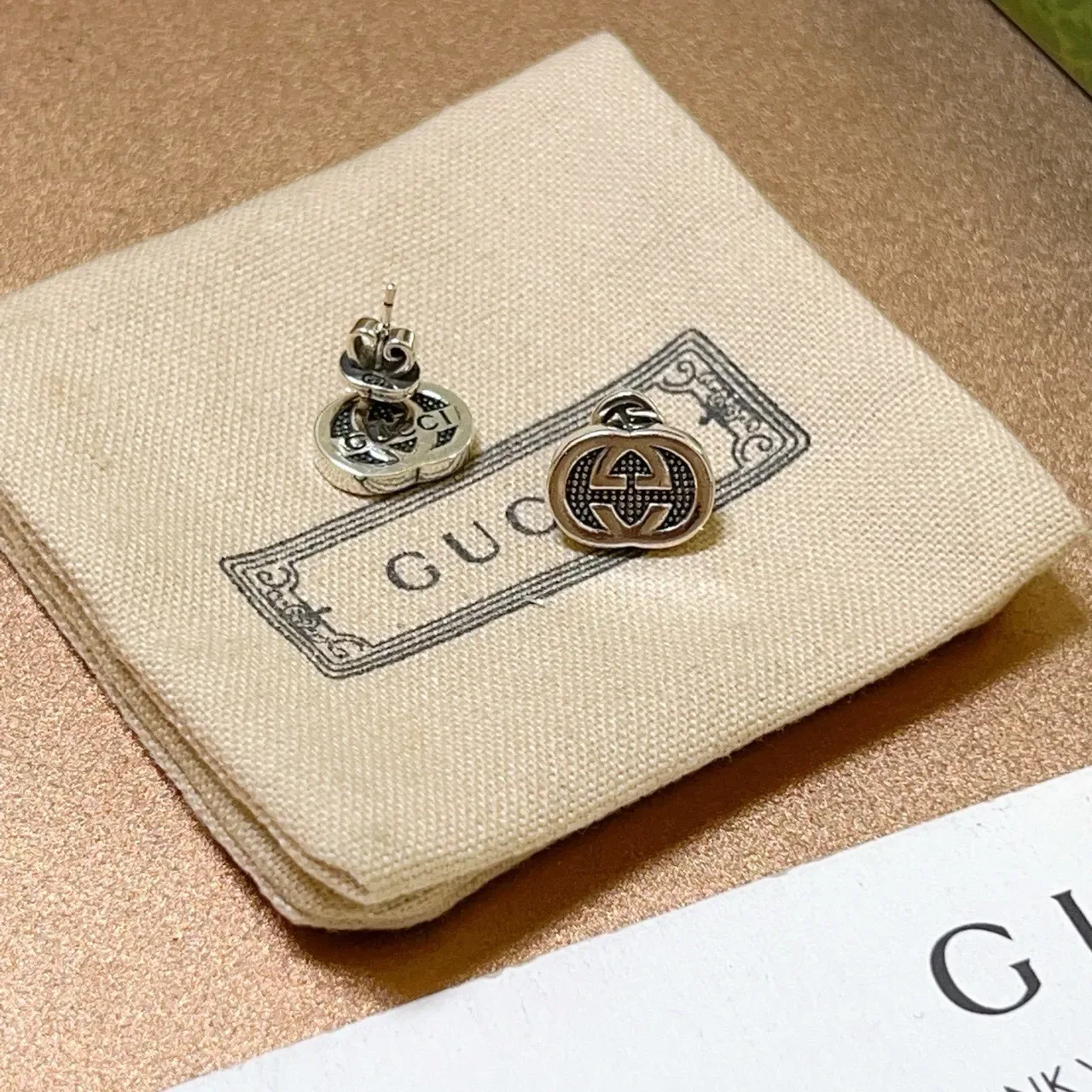 Gucci GG Marmont Oval Interlocking G Stud Earrings 6