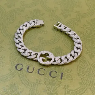 Gucci GG Marmont Pavé Crystal Curb-Link Bracelet