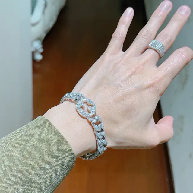Gucci GG Marmont Pavé Crystal Curb-Link Bracelet 6