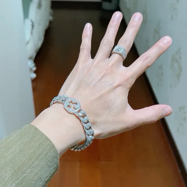 Gucci GG Marmont Pavé Crystal Curb-Link Bracelet 8