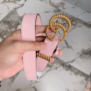 Gucci GG Marmont গোলাপী চামড়ার বেল্ট