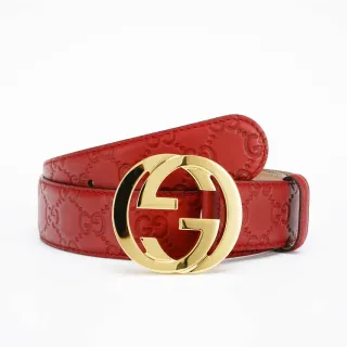 Gucci GG Marmont Red Embossed Leather Belt