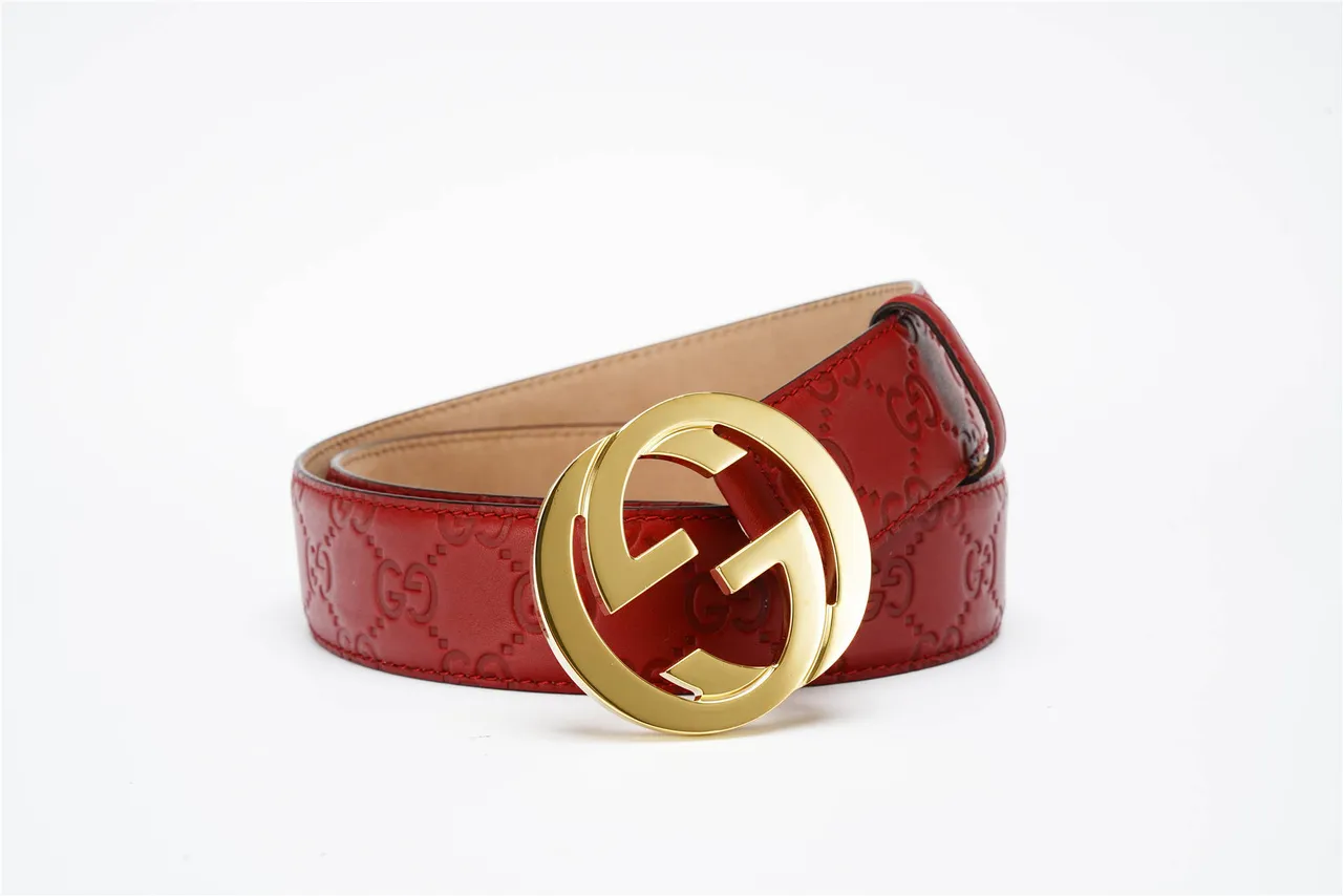Gucci GG Marmont Red Embossed Leather Belt 2