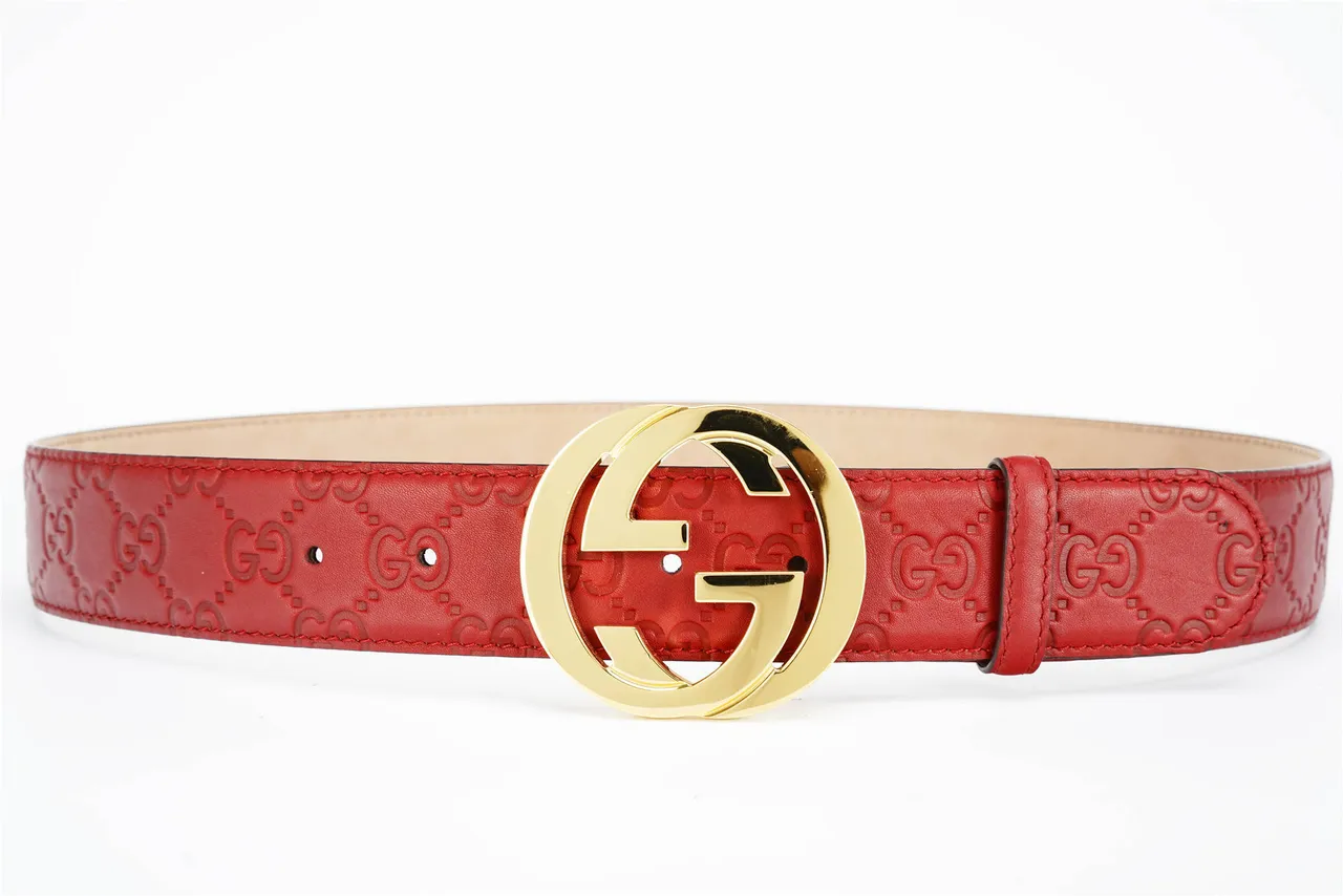 Gucci GG Marmont Red Embossed Leather Belt 3