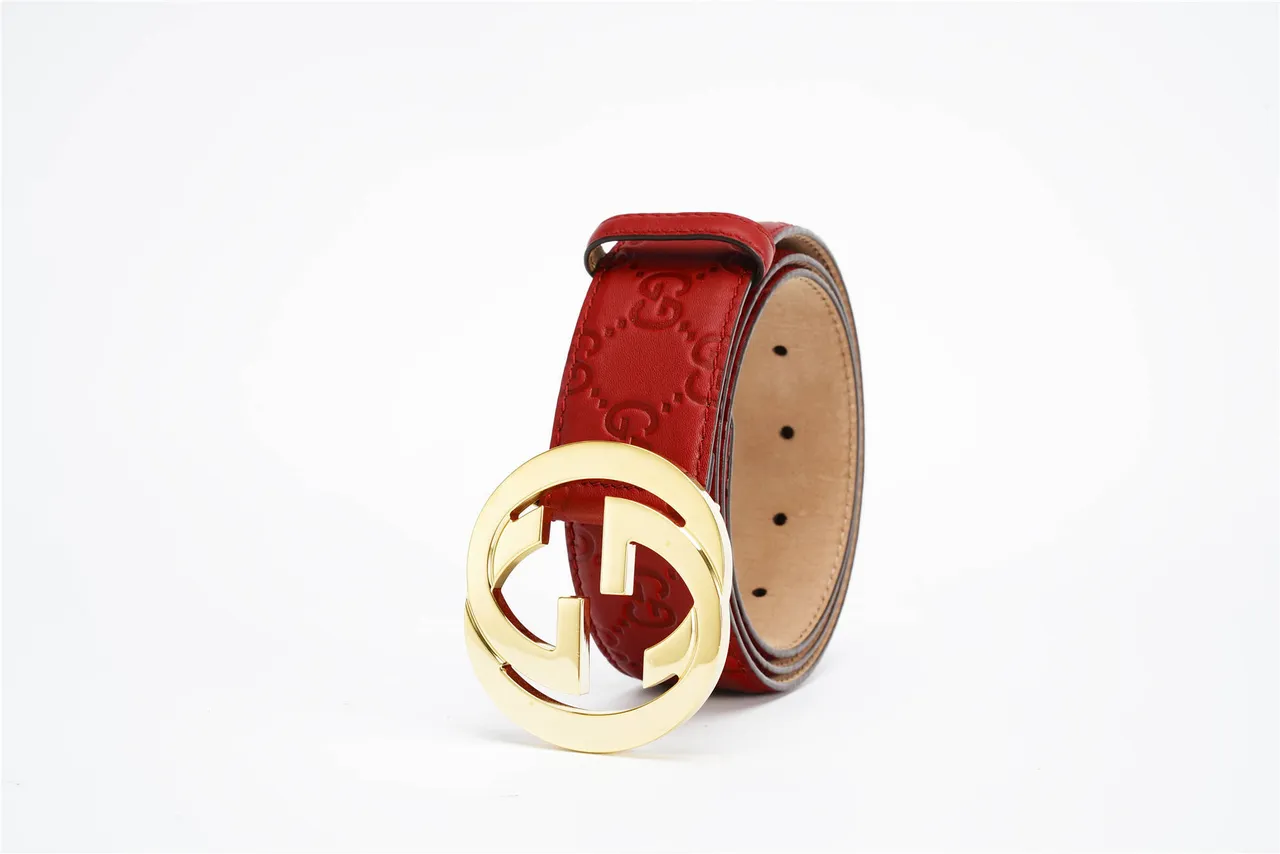 Gucci GG Marmont Red Embossed Leather Belt 6