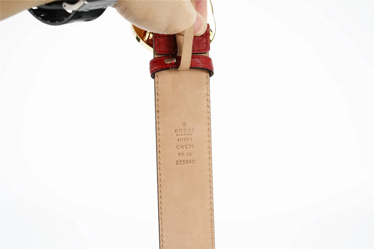 Gucci GG Marmont Red Embossed Leather Belt 7