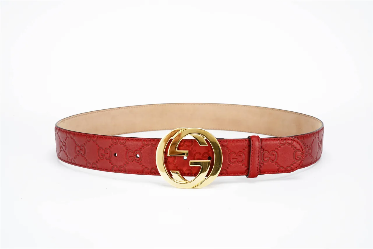 Gucci GG Marmont Red Embossed Leather Belt 8