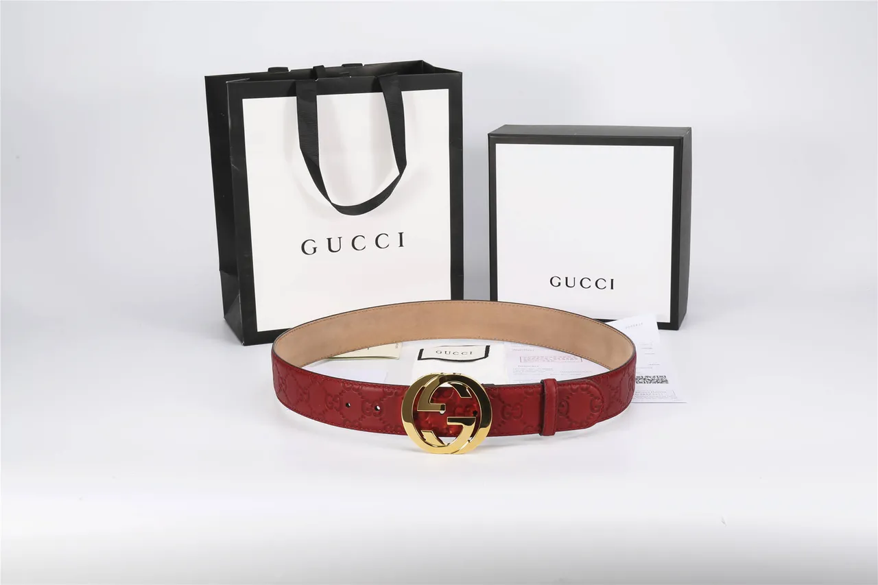 Gucci GG Marmont Red Embossed Leather Belt 9
