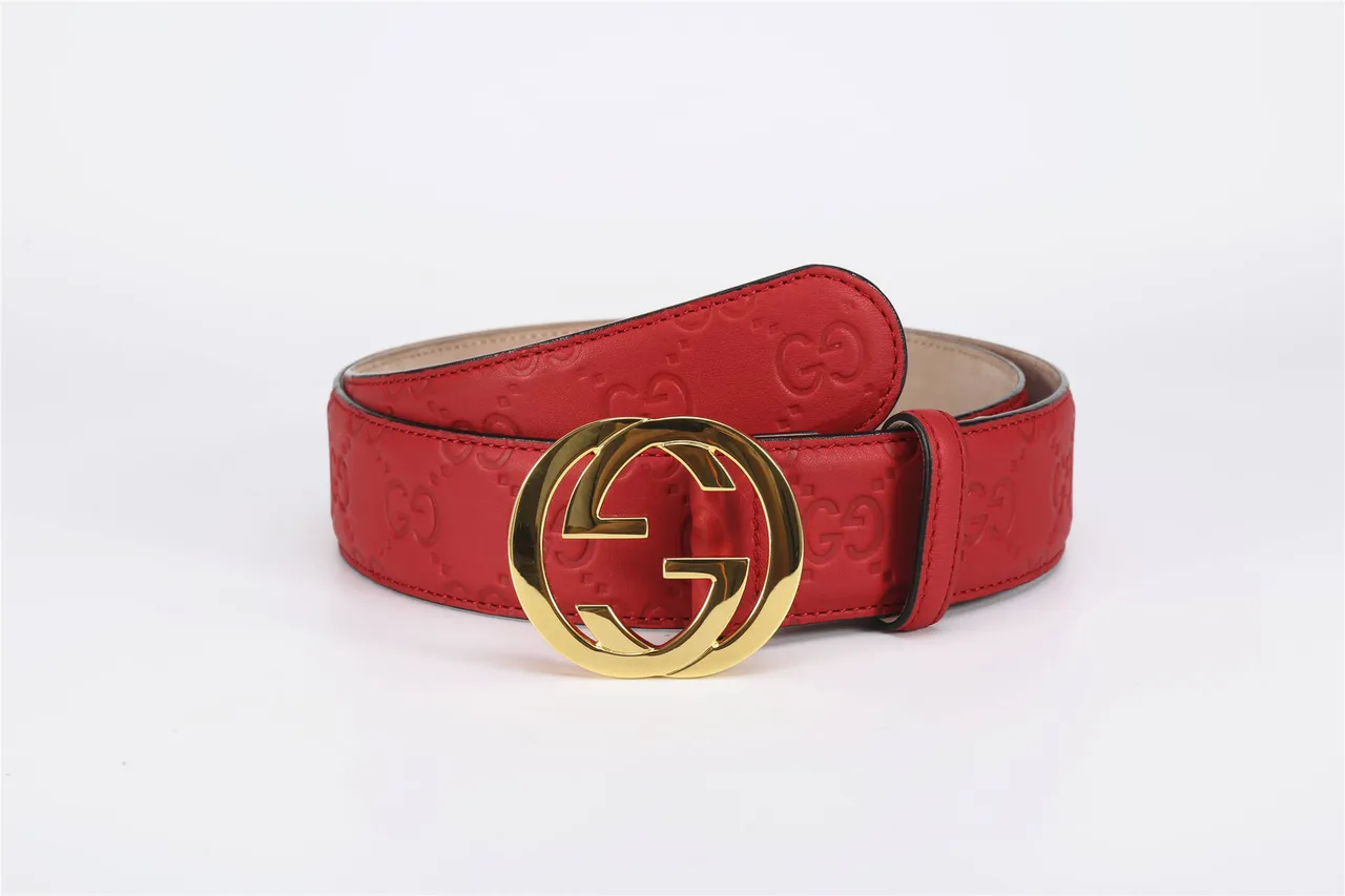 Gucci GG Marmont Red Embossed Leather Belt 11