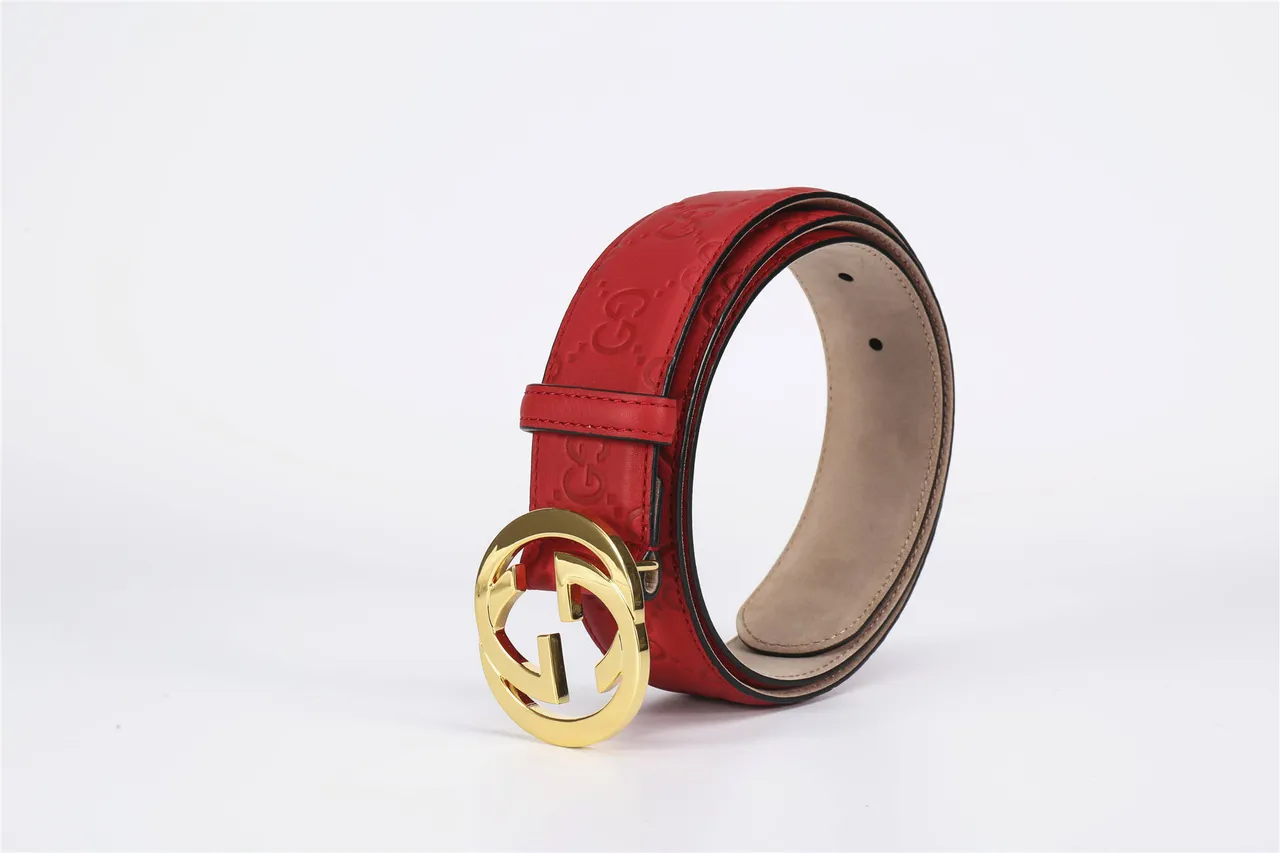 Gucci GG Marmont Red Embossed Leather Belt 12