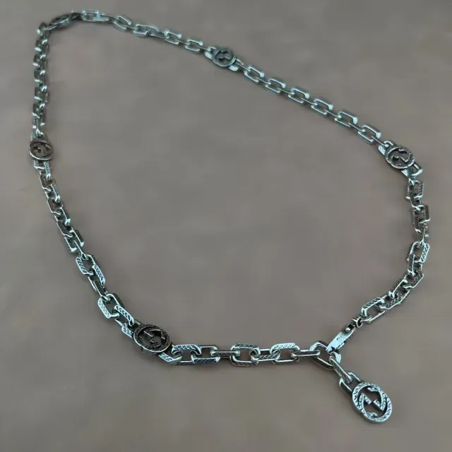 Gucci GG Marmont Silver Interlocking Logo Chunky Link Chain Necklace 7
