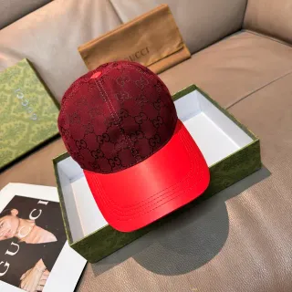 Gucci GG Monogram Burgundy and Red Baseball Cap