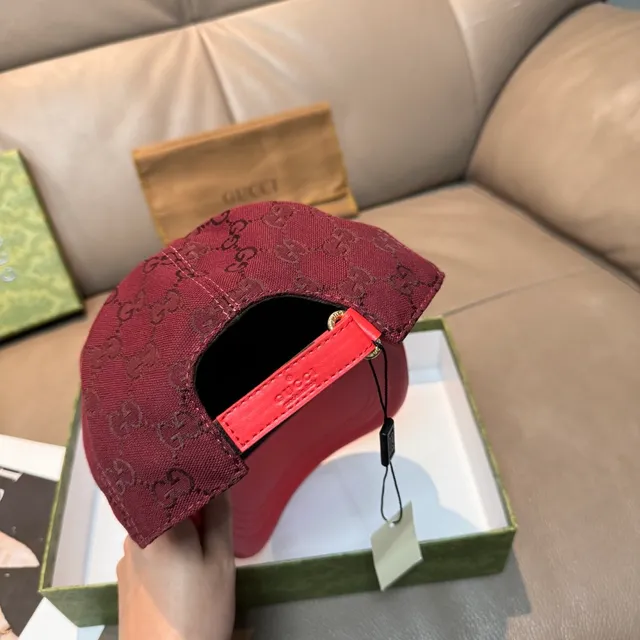 Gucci GG Monogram Burgundy and Red Baseball Cap 3