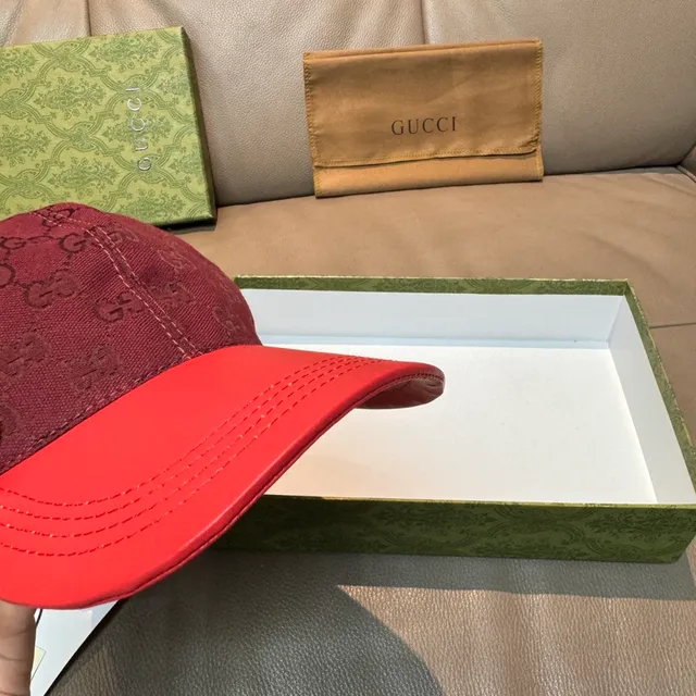 Gucci GG Monogram Burgundy and Red Baseball Cap 5