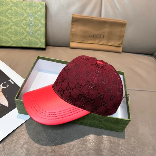 Gucci GG Monogram Burgundy and Red Baseball Cap 9