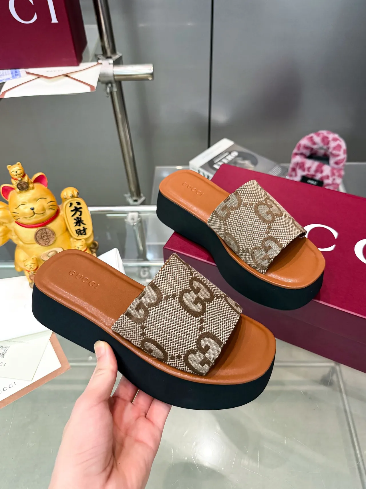 Gucci GG Monogram Platform Slide Slippers 7