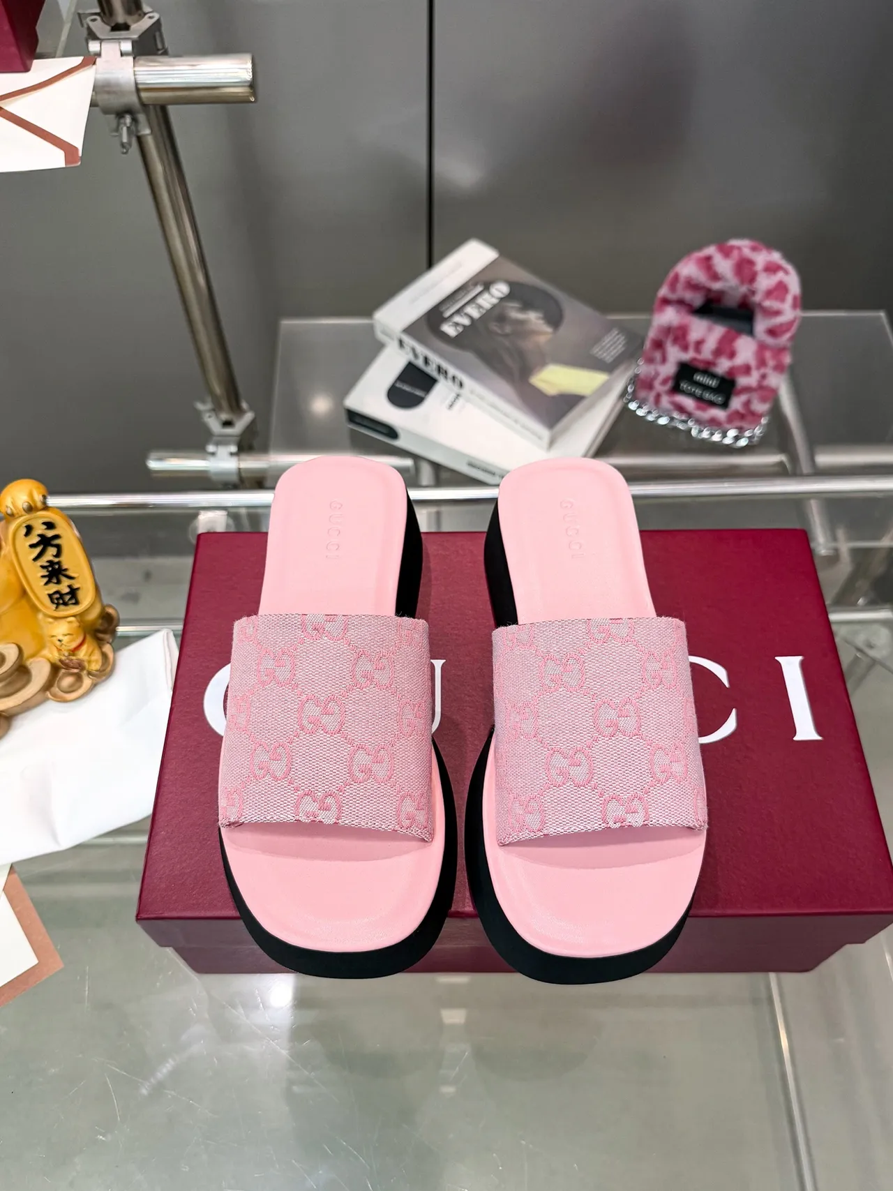 Gucci GG Monogram Platform Slide Slippers 10
